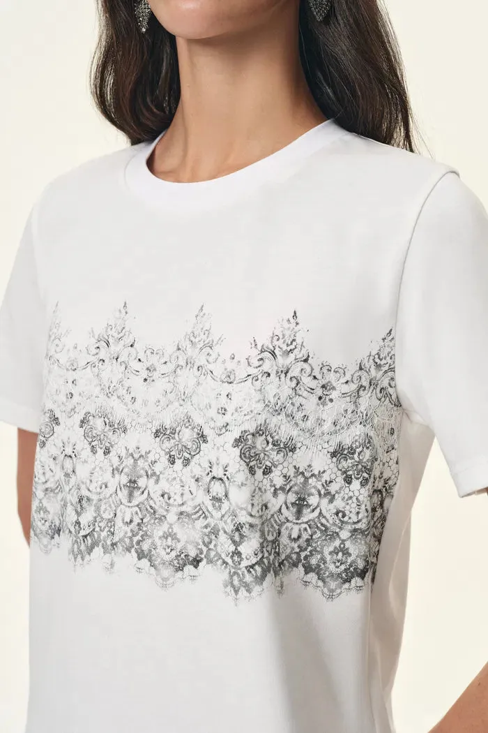 Harper Couture-inspired Lace Print T-Shirt in Cotton sold by Fabrique product image thumbnail 4