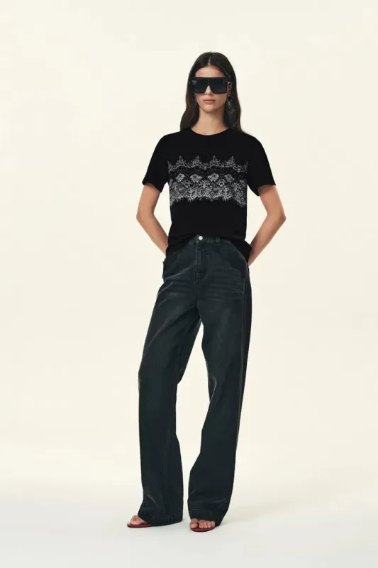 Harper Couture-inspired Lace Print T-Shirt in Cotton made by Fabrique