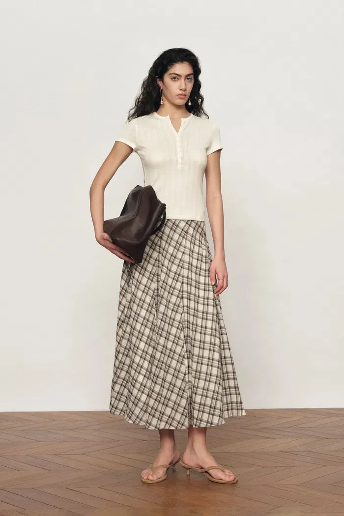 Devi Henley Collar Short Sleeve Top in Pointelle Knit sold by Fabrique
