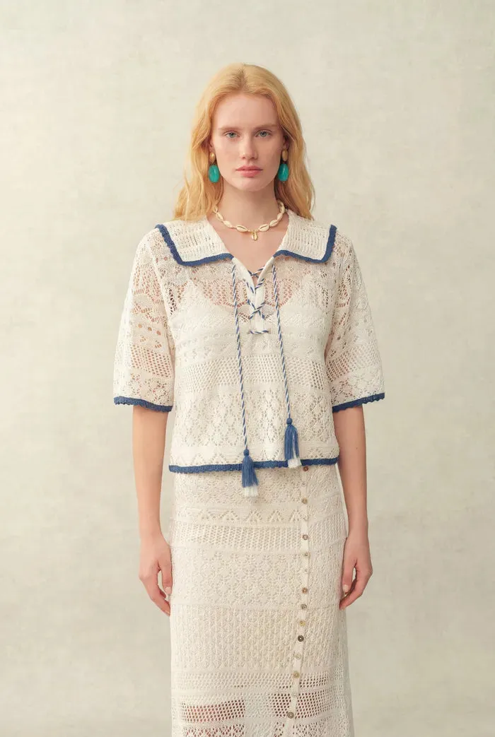 Helle Crochet Top & Skirt Set in Linen Blend Crochet sold by Fabrique product image thumbnail 4