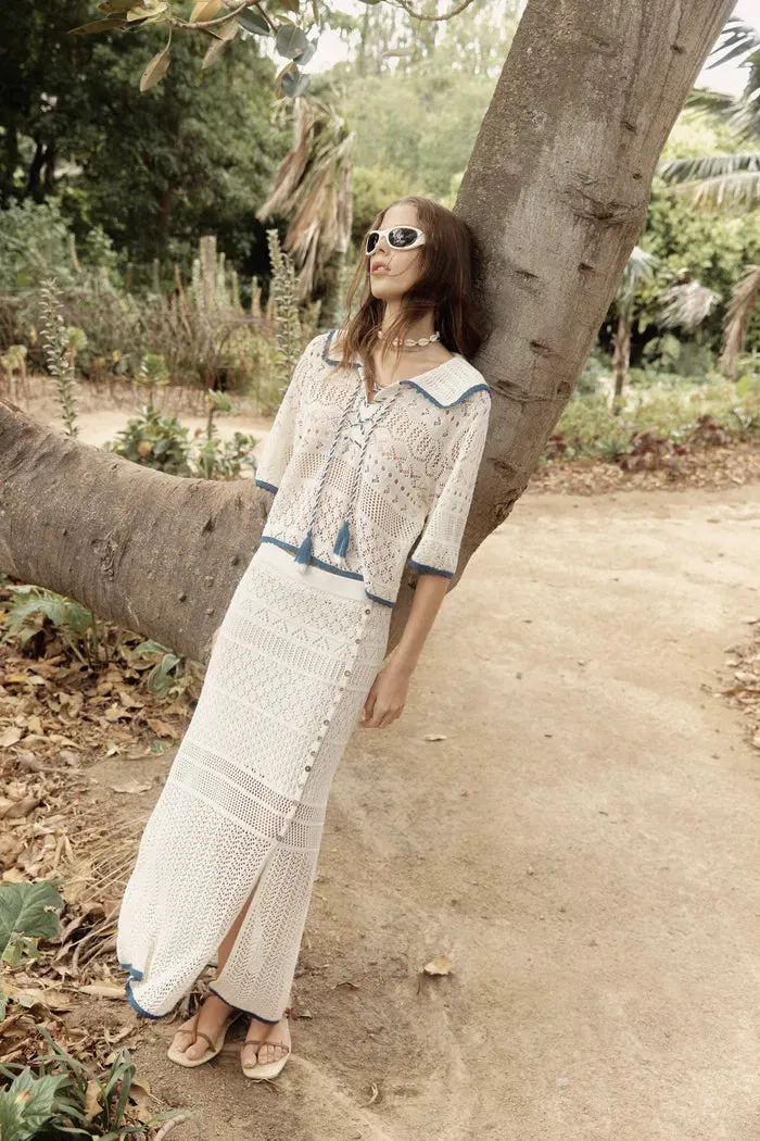 Helle Crochet Top & Skirt Set in Linen Blend Crochet sold by Fabrique