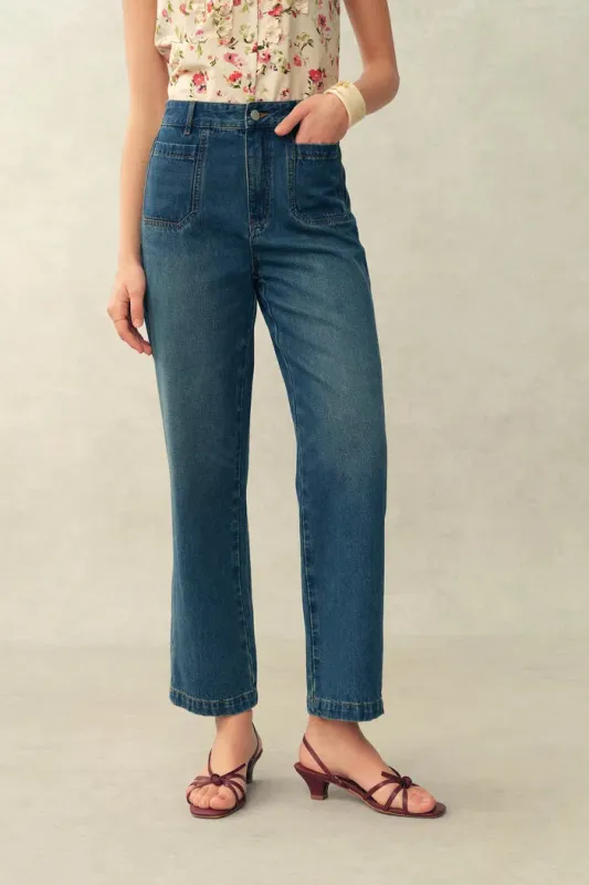 Paz Crop Jeans in Cotton Denim made by Fabrique