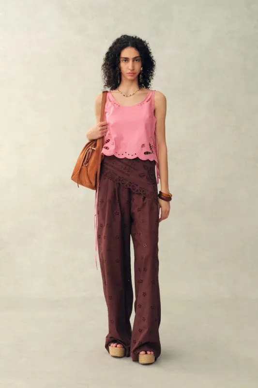 Matthias Eyelet Tie Tank in Pima Cotton Poplin made by Fabrique