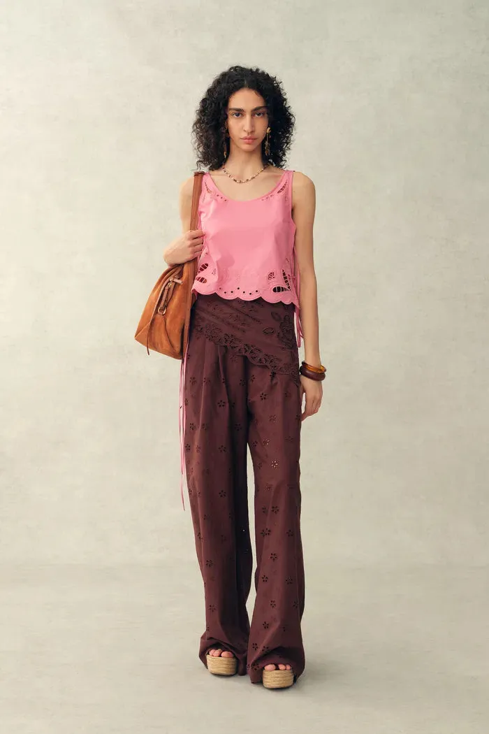 Matthias Eyelet Tie Tank in Pima Cotton Poplin sold by Fabrique