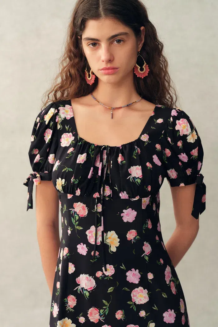 Manon Floral Adjustable Tie-Sleeve Dress in Stretch Silk Crepe de Chine sold by Fabrique product image thumbnail 4