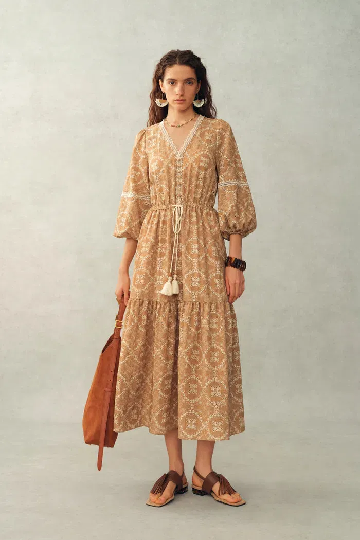 Sierra V Neck Lantern Sleeve Maxi Dress in Burnout Floral Fabric sold by Fabrique product image thumbnail 3