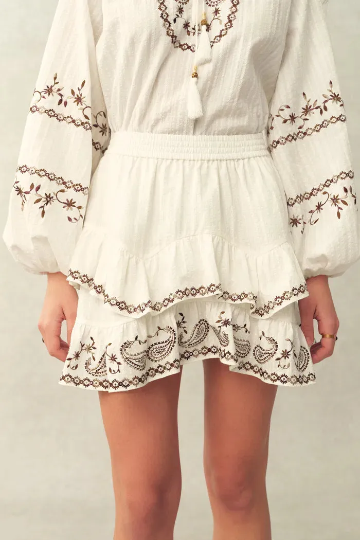 Brioche Paisley Embroidery Skirt in Crinkled Cotton sold by Fabrique product image thumbnail 4