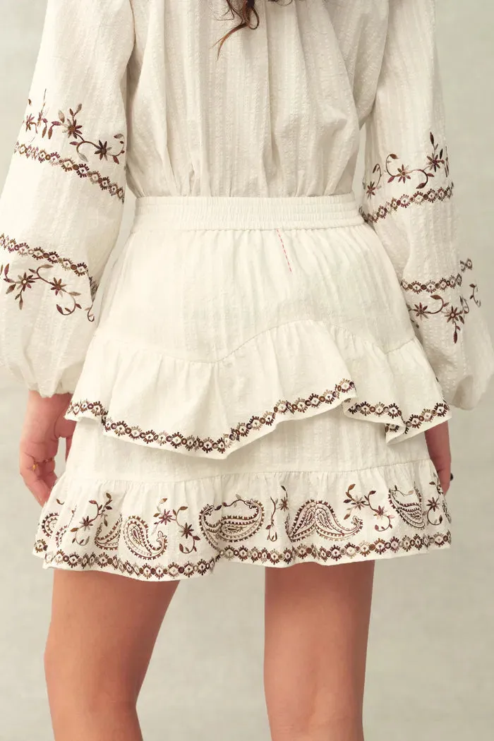 Brioche Paisley Embroidery Skirt in Crinkled Cotton sold by Fabrique product image thumbnail 5
