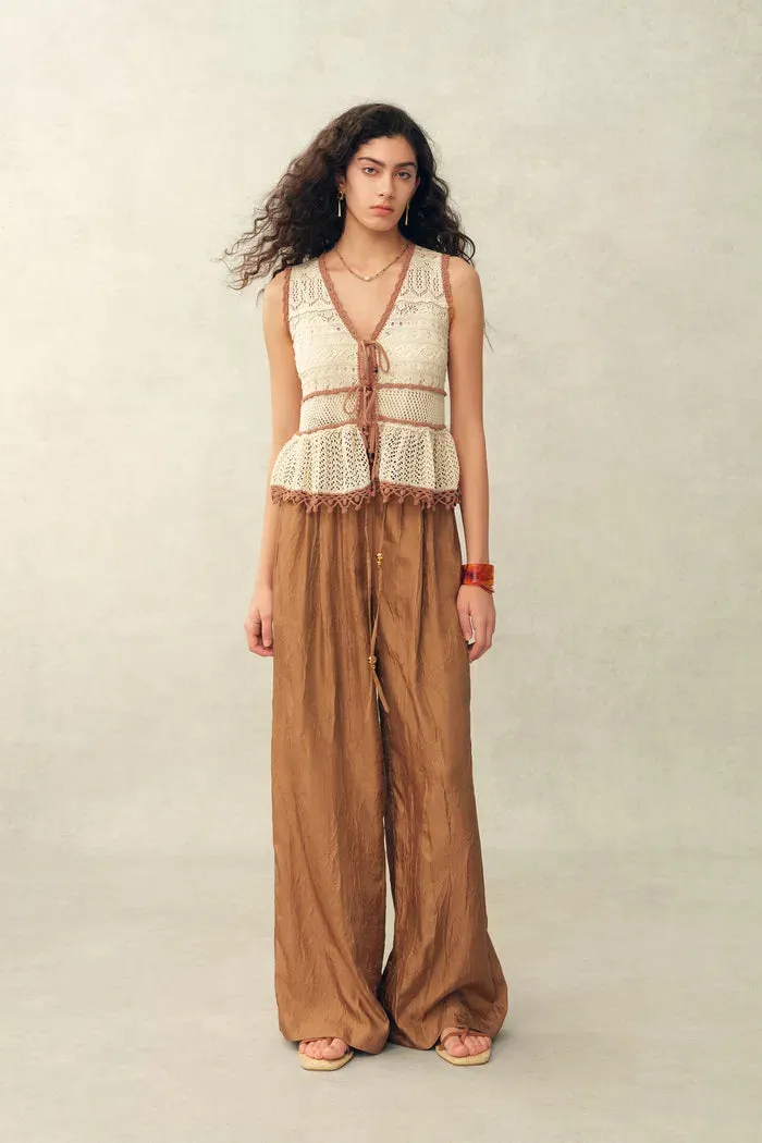 Malia Colorblock Sleeveless V Neck Top & Skirt Knit Set in Linen Crochet sold by Fabrique product image thumbnail 3