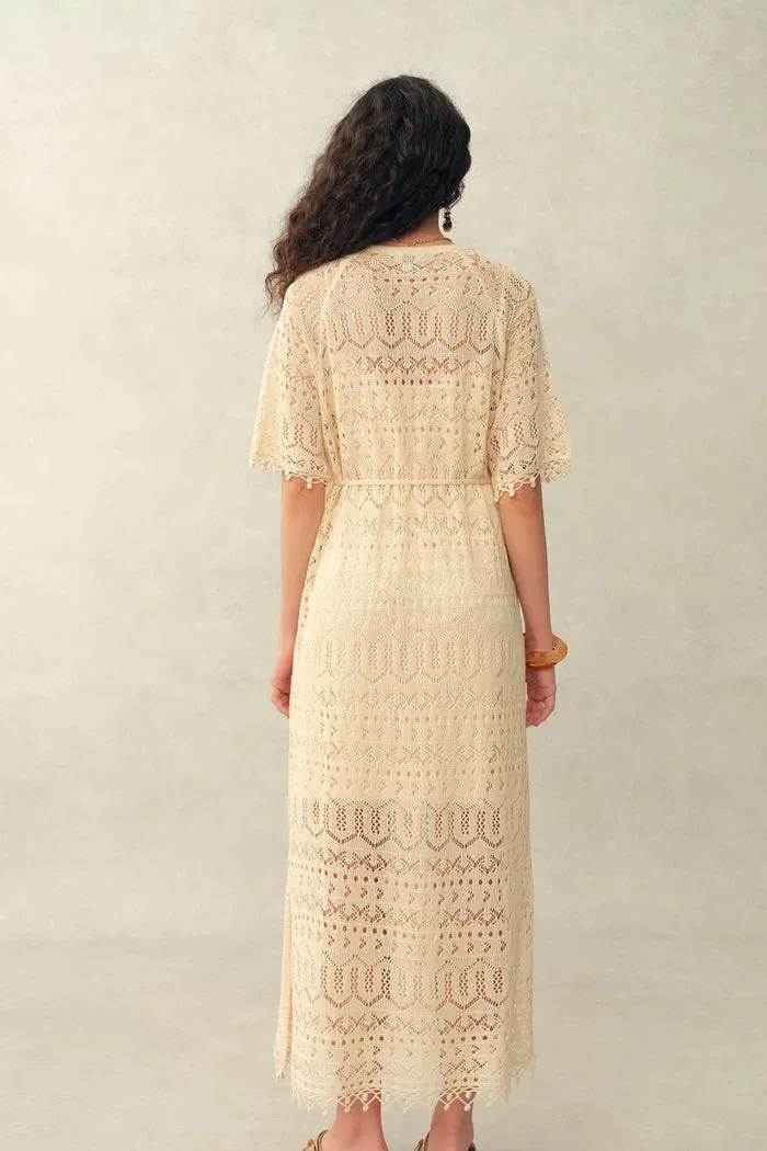 Ondina Handmade Lace Open-Knit Vacation Dress in Linen Blend Crochet sold by Fabrique product image thumbnail 5