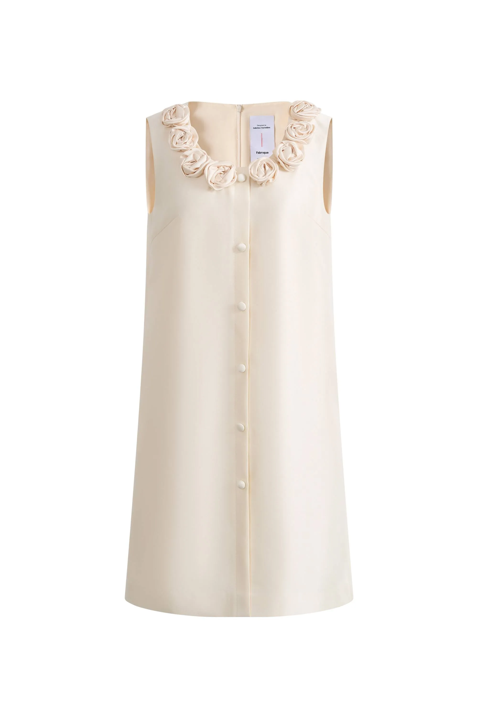 Yazmin 3D Floral Neckline Dress in Silk Wool Satin Knit sold by Fabrique product image thumbnail 5