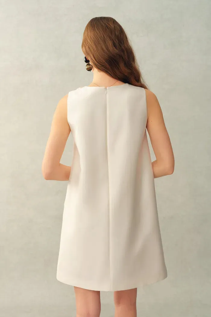 Yazmin 3D Floral Neckline Dress in Silk Wool Satin Knit sold by Fabrique product image thumbnail 2