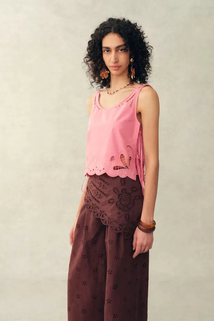 Matthias Eyelet Tie Tank and Shorts Set in Pima Cotton Poplin sold by Fabrique product image thumbnail 4