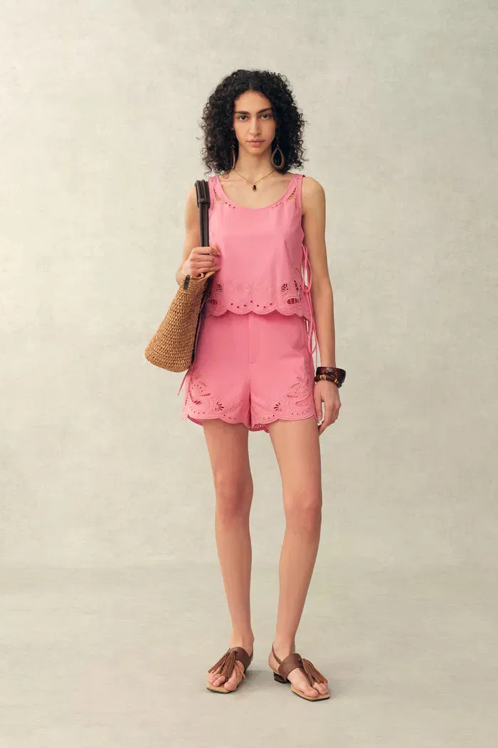 Matthias Eyelet Tie Tank and Shorts Set in Pima Cotton Poplin sold by Fabrique