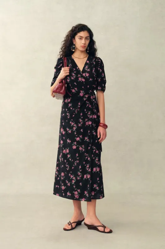 Elodie Rose Dress in Stretchy Silk Crepe de Chine made by Fabrique