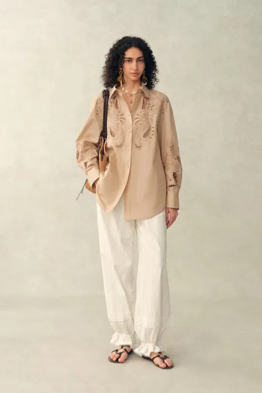 Éloïse Paisley Eyelet Shirt in Pima Cotton Poplin made by Fabrique