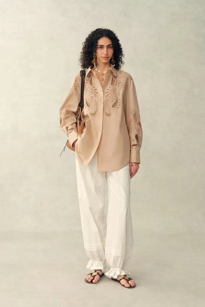 Éloïse Paisley Eyelet Shirt in Pima Cotton Poplin sold by Fabrique