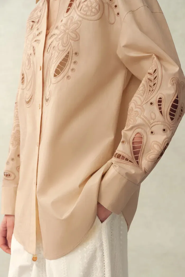 Éloïse Paisley Eyelet Shirt in Pima Cotton Poplin sold by Fabrique product image thumbnail 5