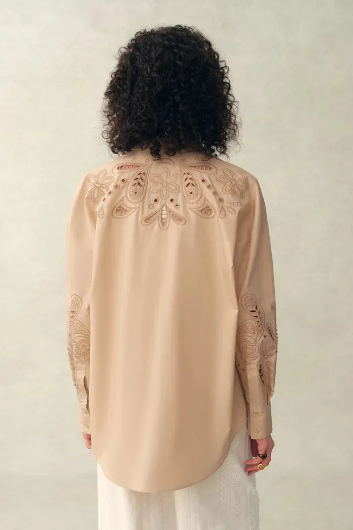 Éloïse Paisley Eyelet Shirt in Pima Cotton Poplin sold by Fabrique product image thumbnail 3
