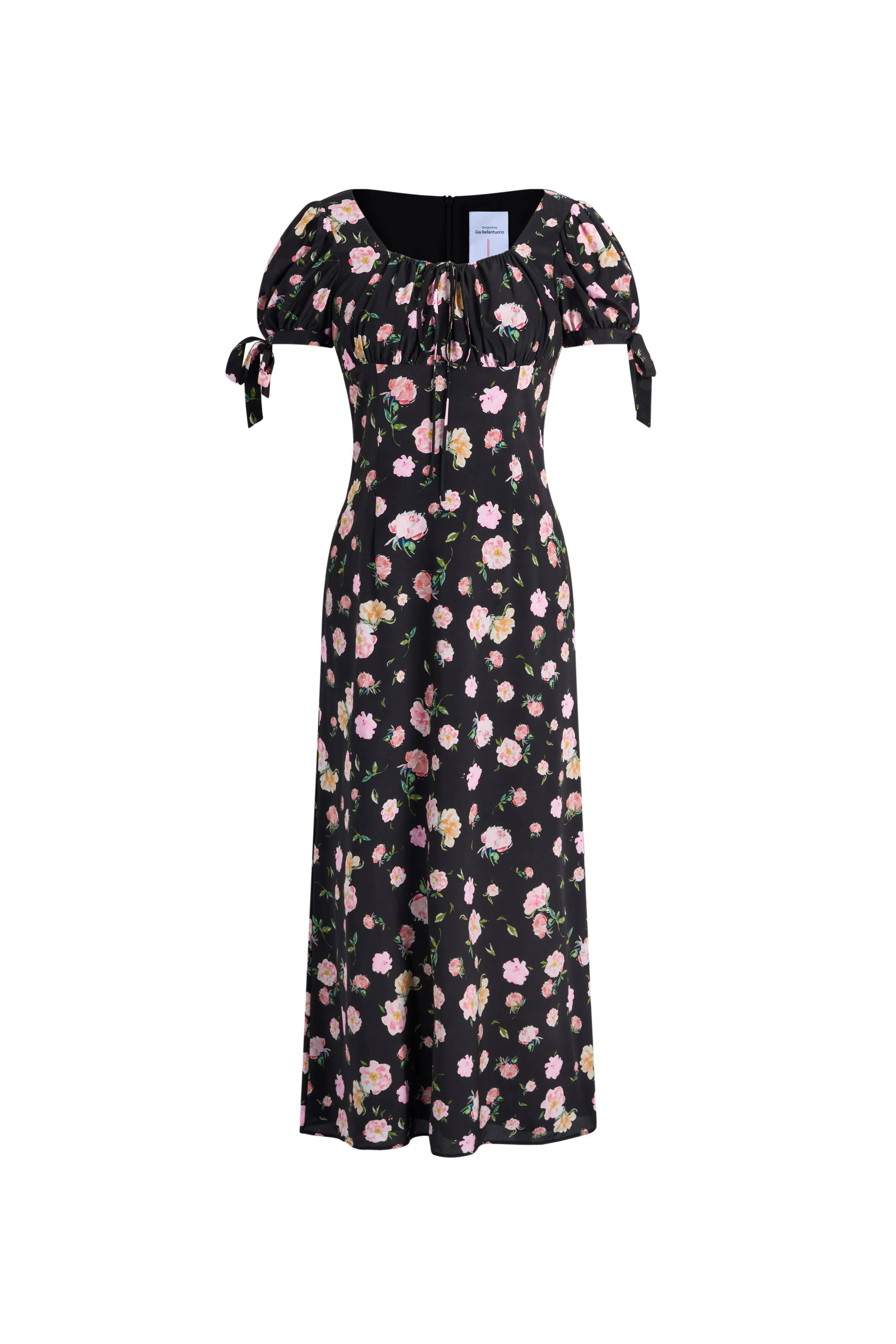 Manon Floral Adjustable Tie-Sleeve Dress in Stretch Silk Crepe de Chine sold by Fabrique product image thumbnail 5