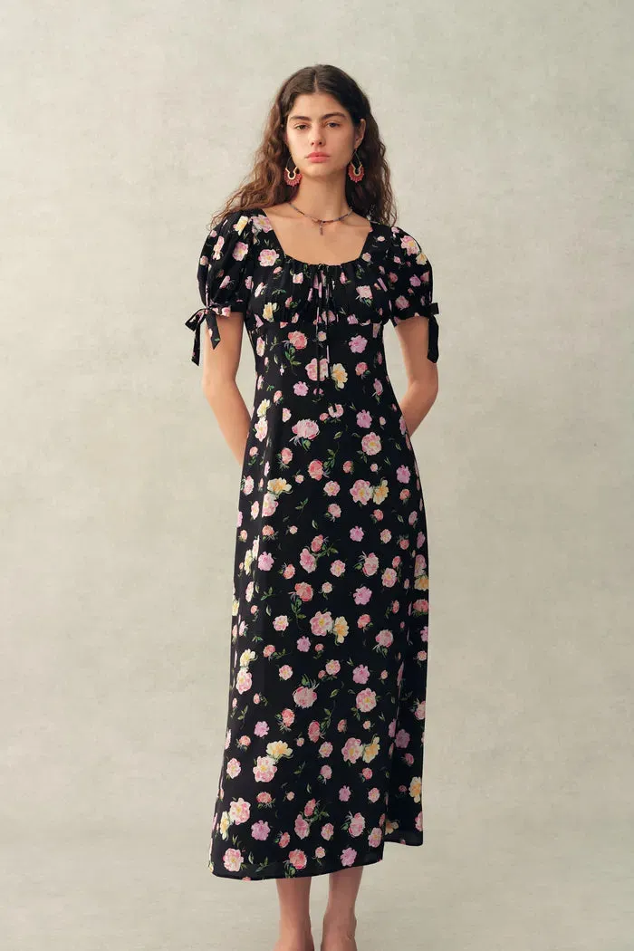 Manon Floral Adjustable Tie-Sleeve Dress in Stretch Silk Crepe de Chine sold by Fabrique product image thumbnail 3