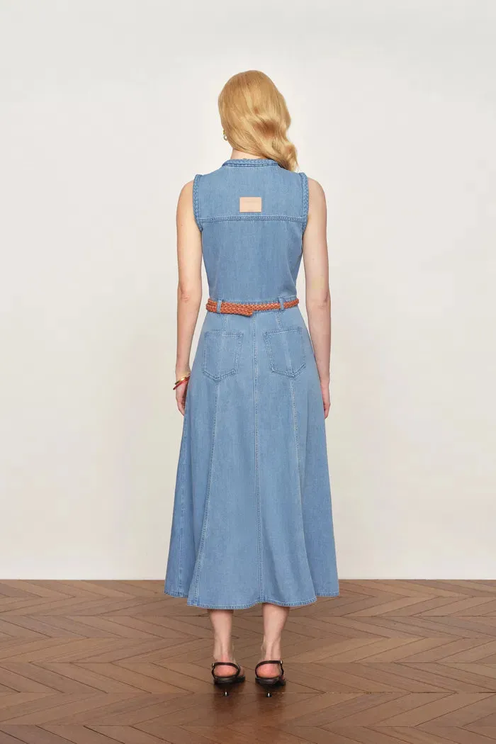 Nova Woven Strap Detail Sleeveless Denim Dress in Cotton-Linen Denim sold by Fabrique product image thumbnail 2