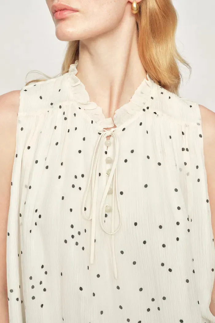 Anaïs Polka Dot Pleated Sleeveless Blouse in Silk Georgette sold by Fabrique product image thumbnail 5