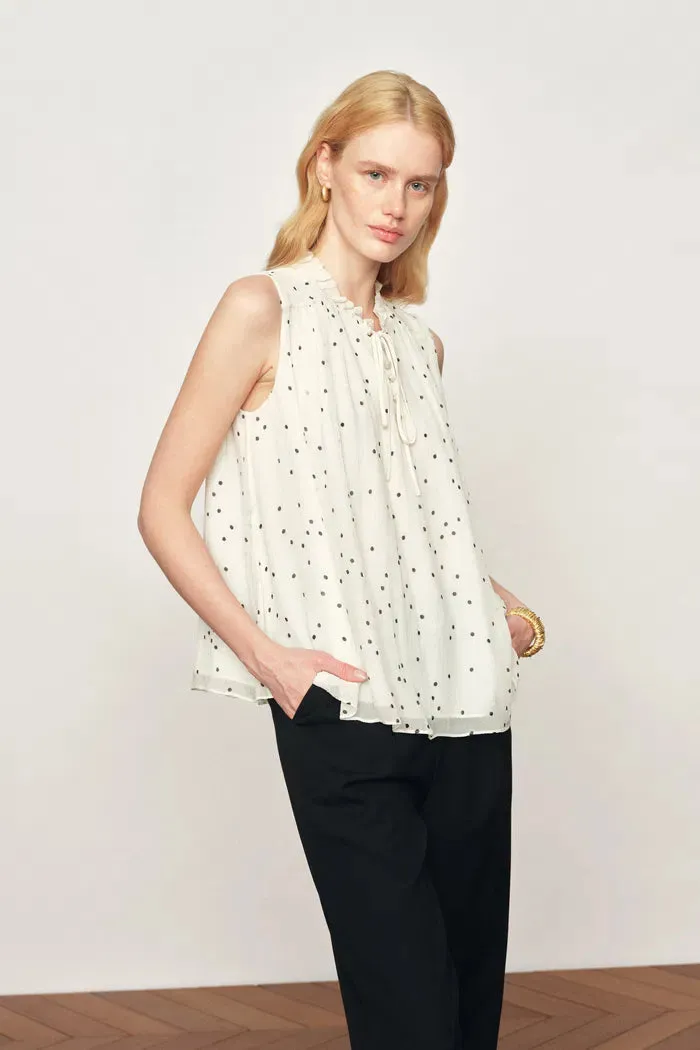 Anaïs Polka Dot Pleated Sleeveless Blouse in Silk Georgette sold by Fabrique product image thumbnail 2