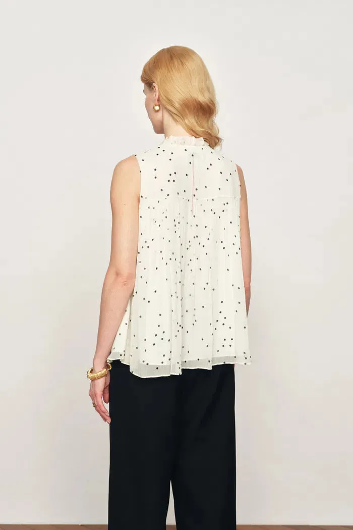 Anaïs Polka Dot Pleated Sleeveless Blouse in Silk Georgette sold by Fabrique product image thumbnail 4
