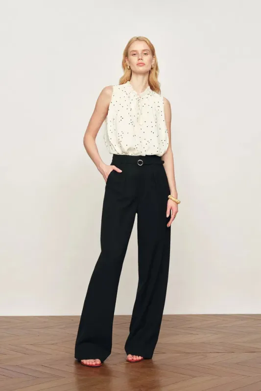 Anaïs Polka Dot Pleated Sleeveless Blouse in Silk Georgette made by Fabrique