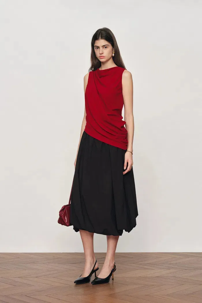 Florence Asymmetrical Draped Sleeveless Top and Skirt Set in Cotton Modal Blend Knit sold by Fabrique product image thumbnail 4