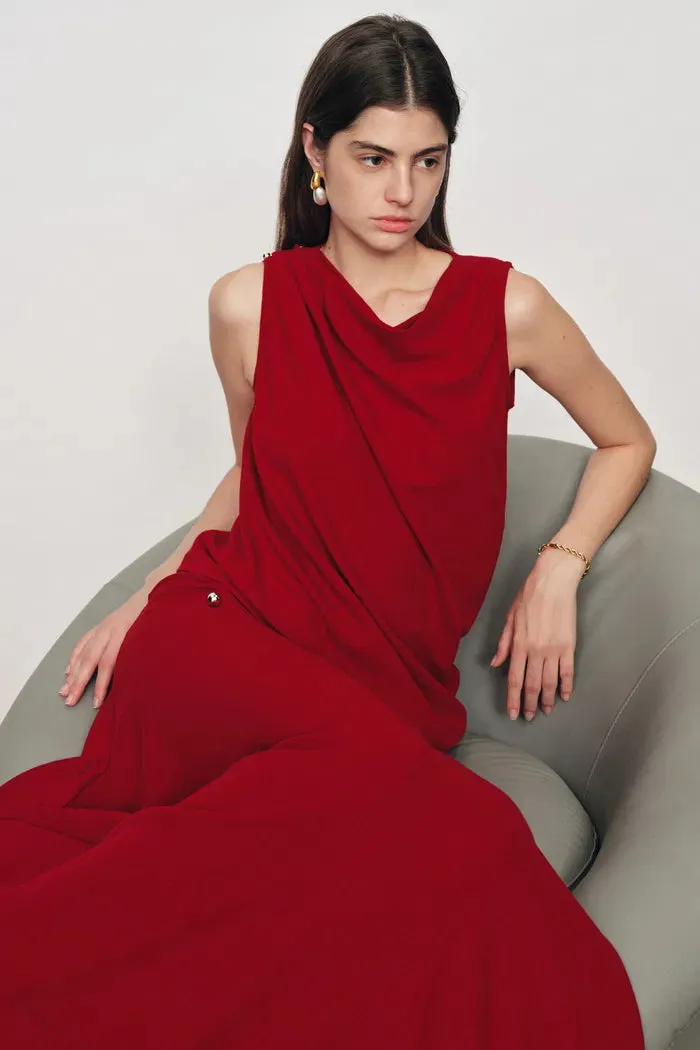 Florence Asymmetrical Draped Sleeveless Top and Skirt Set in Cotton Modal Blend Knit sold by Fabrique product image thumbnail 5