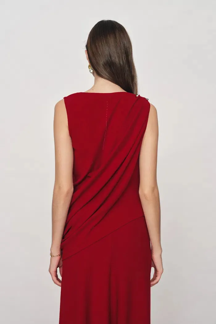 Florence Asymmetrical Draped Sleeveless Top and Skirt Set in Cotton Modal Blend Knit sold by Fabrique product image thumbnail 2