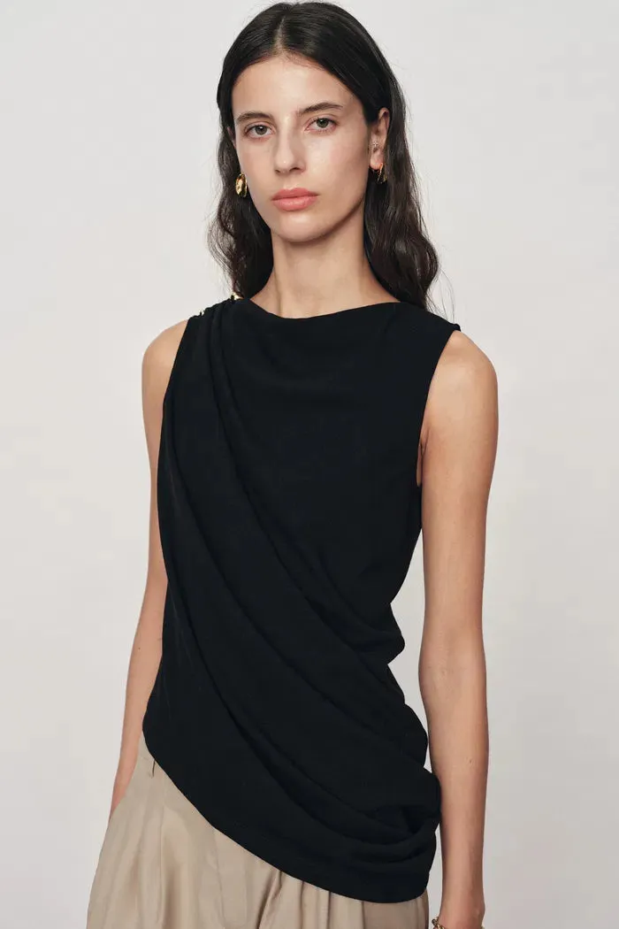 Florence Asymmetrical Draped Sleeveless Top and Skirt Set in Cotton-Modal Blend Knit sold by Fabrique product image thumbnail 5