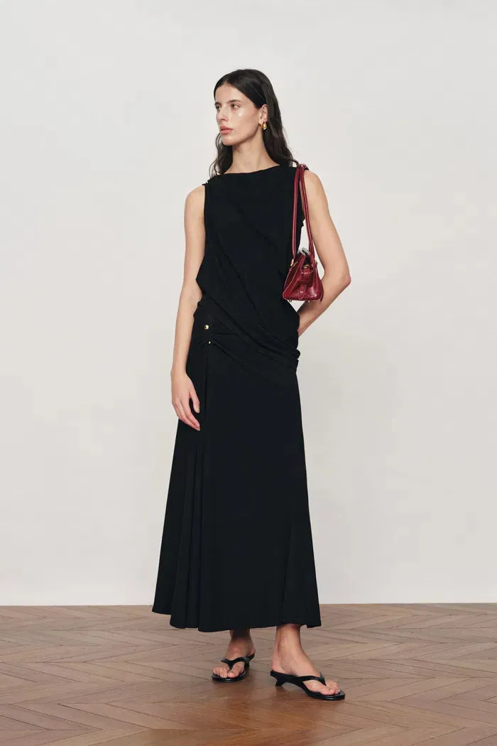 Florence Asymmetrical Draped Sleeveless Top and Skirt Set in Cotton-Modal Blend Knit sold by Fabrique product image thumbnail 4