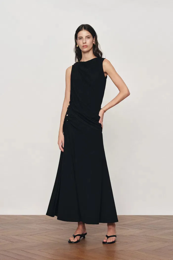 Florence Asymmetrical Draped Sleeveless Top and Skirt Set in Cotton-Modal Blend Knit sold by Fabrique