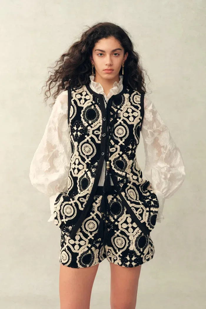 Juliet Crochet Longline Fitted Vest and Shorts Set in Cotton Yarn Blend sold by Fabrique product image thumbnail 4