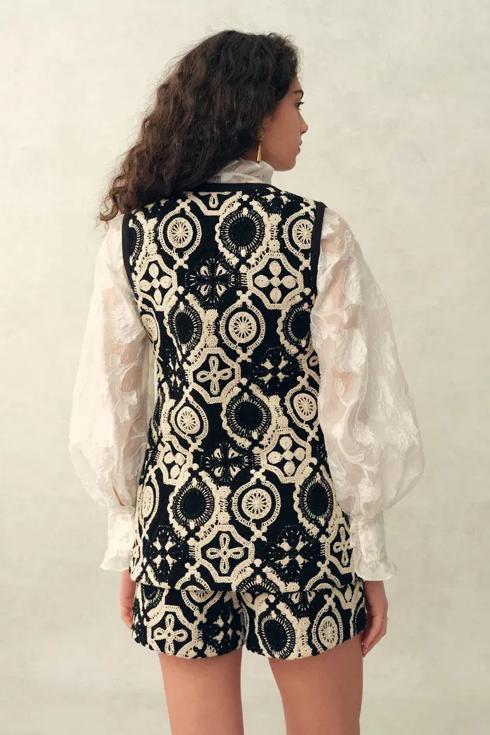 Juliet Crochet Longline Fitted Vest and Shorts Set in Cotton Yarn Blend sold by Fabrique product image thumbnail 5