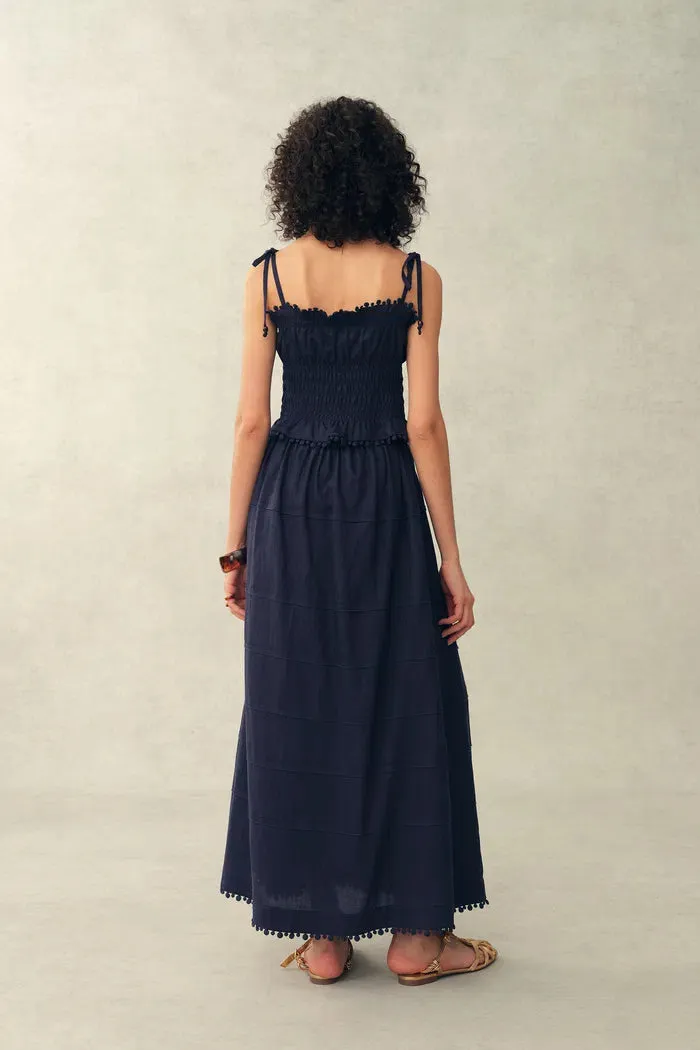 Siena Smocked Tie Front Bandeau Top and Maxi Skirt Set in Linen Blend sold by Fabrique product image thumbnail 2