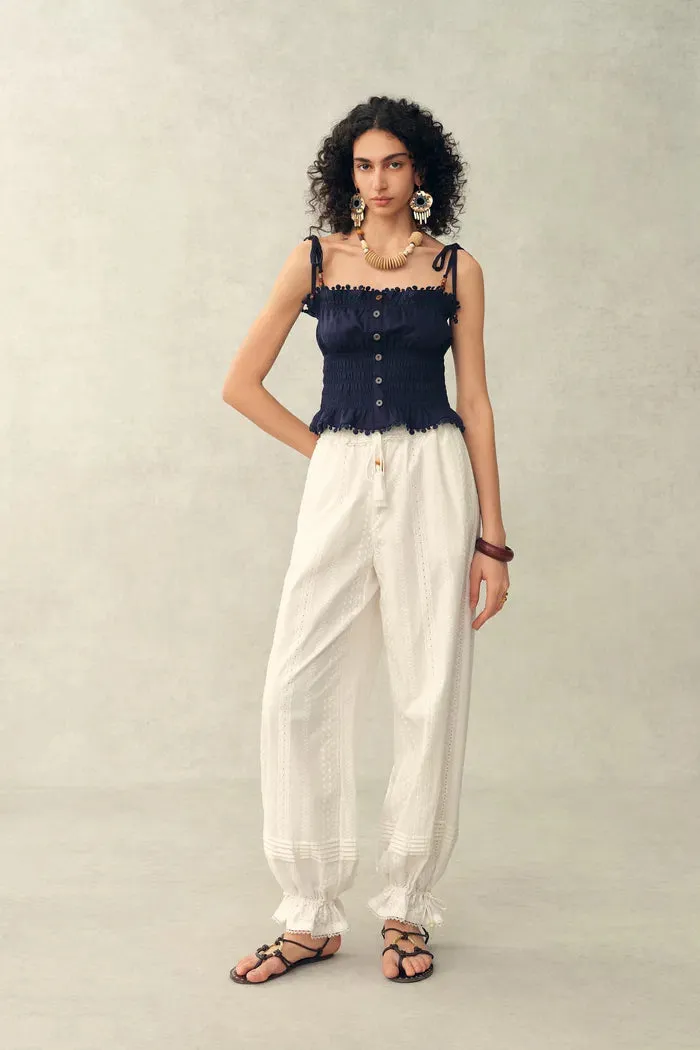Siena Smocked Tie Front Bandeau Top and Maxi Skirt Set in Linen Blend sold by Fabrique product image thumbnail 3