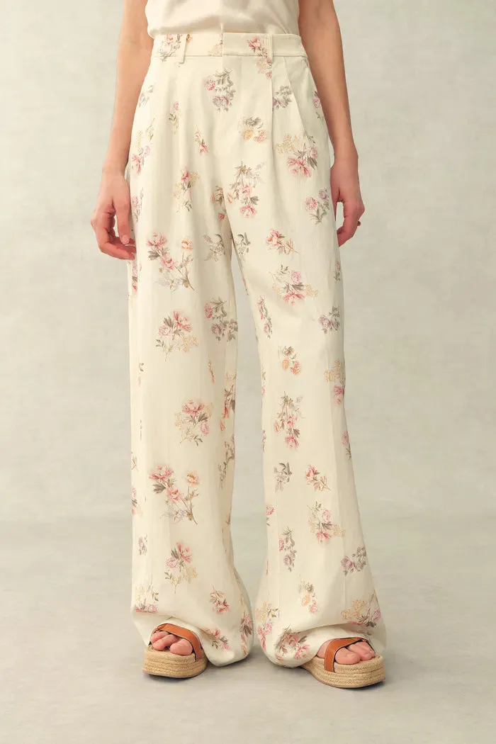 Flora Floral Sleeveless Vest Top and Pants Set in Linen Blend Suiting sold by Fabrique product image thumbnail 5
