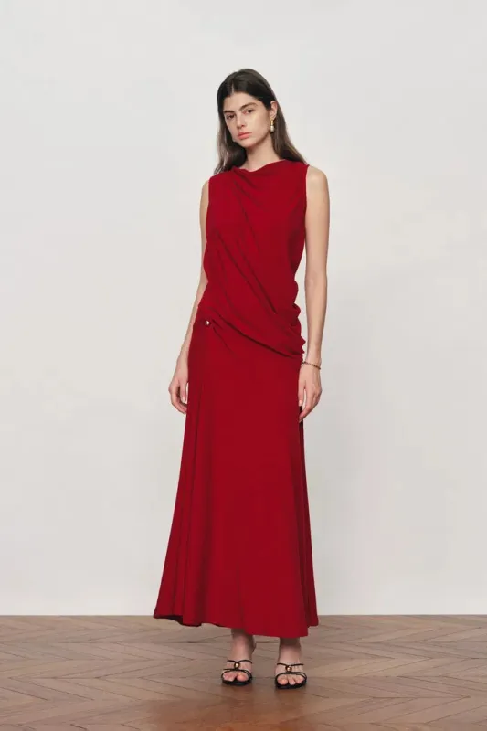 Florence Asymmetrical Draped Sleeveless Top and Skirt Set in Cotton Modal Blend Knit made by Fabrique