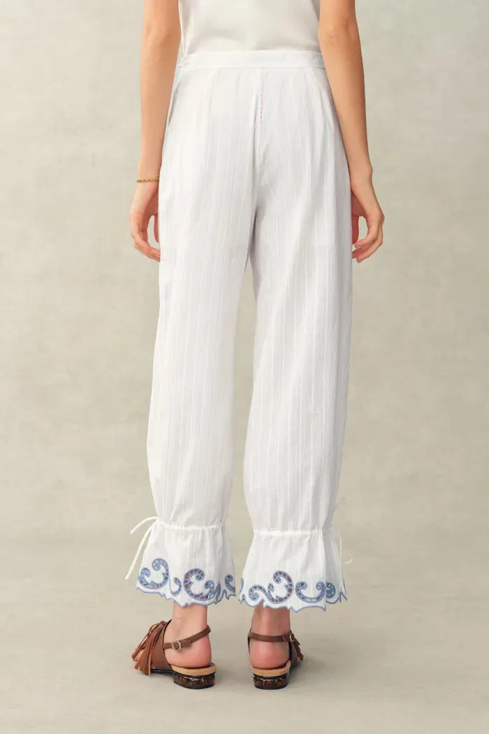 Maggie Embroidery Drawstring Balloon Leg Pants in Cotton Jacquard sold by Fabrique product image thumbnail 5