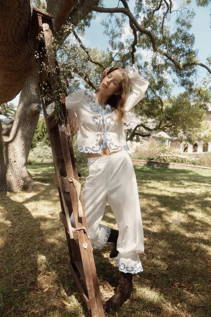 Maggie Embroidery Drawstring Balloon Leg Pants in Cotton Jacquard sold by Fabrique product image thumbnail 2