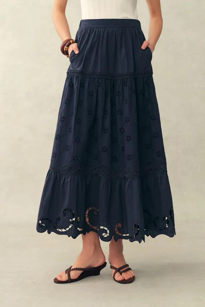 Blue Ivy Sailor Collar Sleeve Sleeveless Top and Skirt Set in Cotton Jacquard with Lace sold by Fabrique product image thumbnail 5