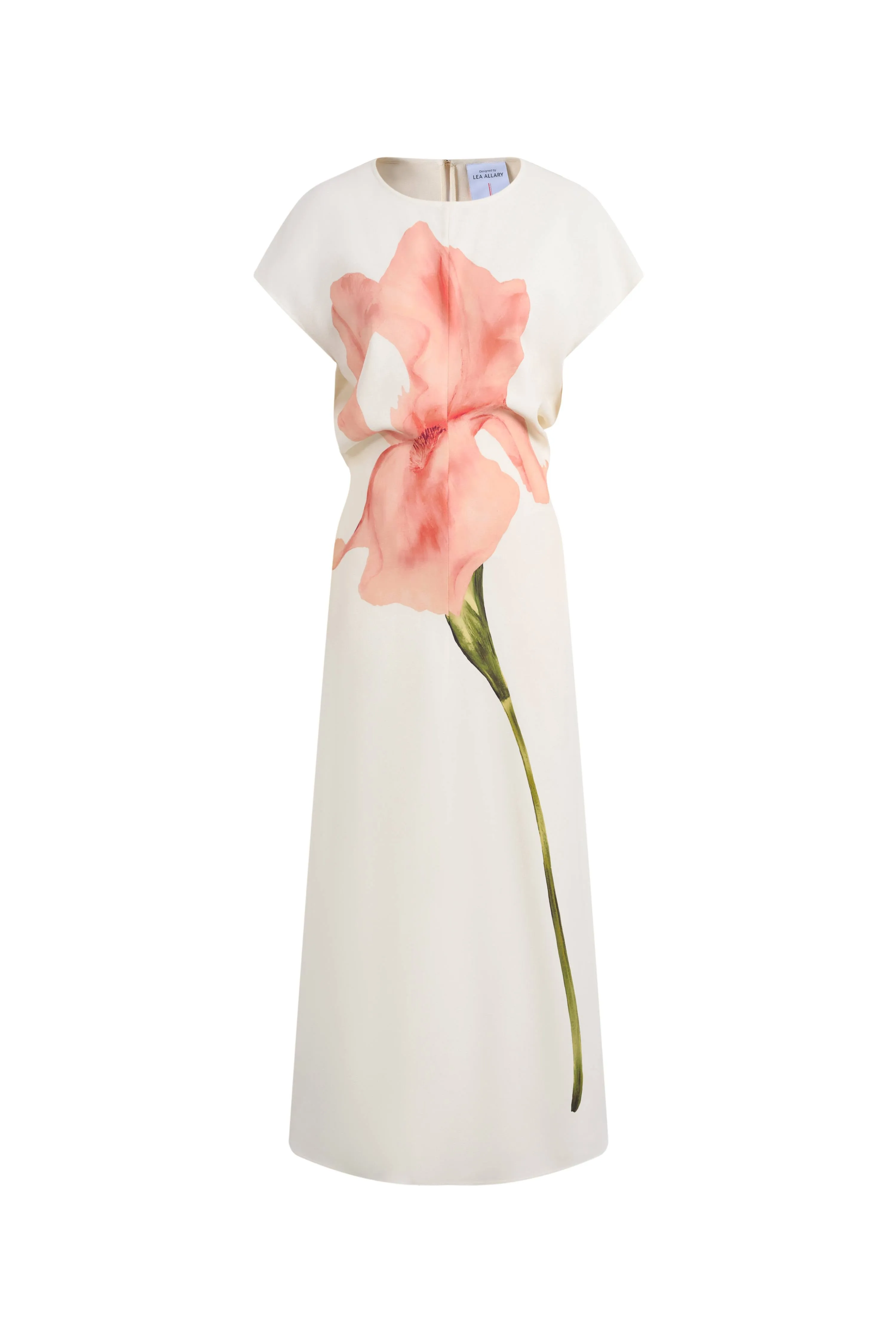 Adelaide Iris Print Short-Sleeve Dress in Soft Stretch Fabric sold by Fabrique product image thumbnail 4