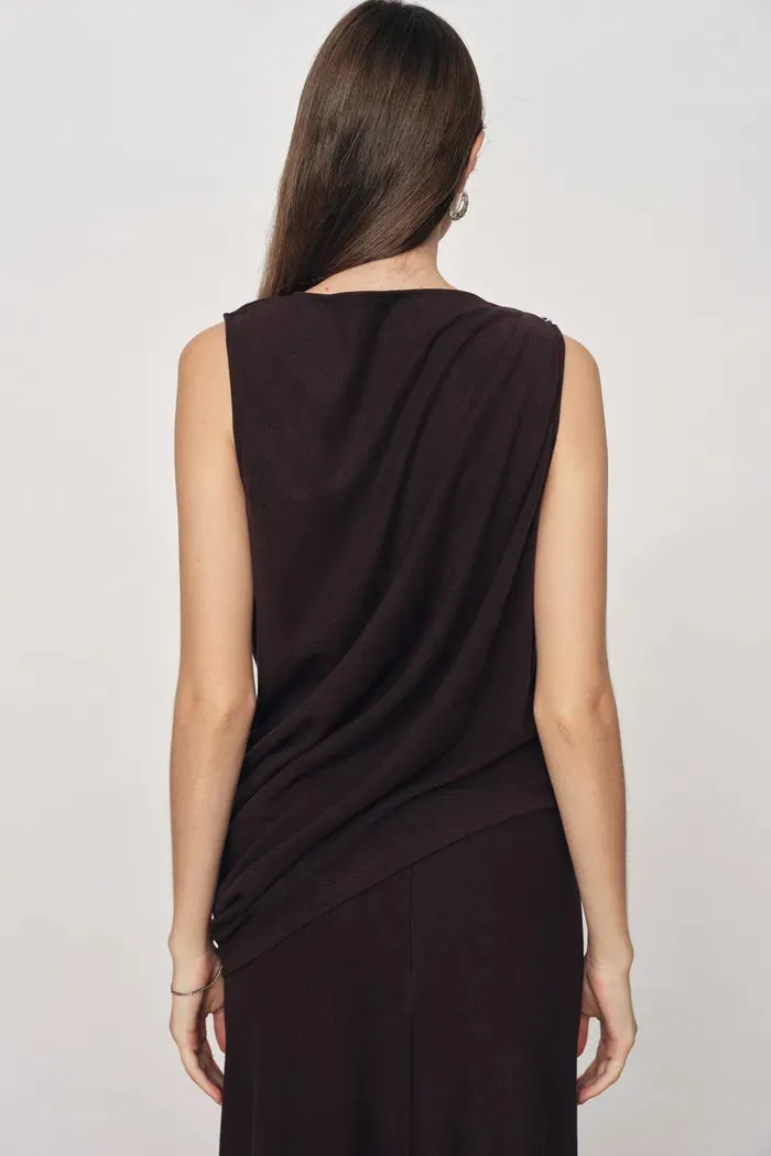Florence Asymmetric Draped Sleeveless Top and Maxi Skirt Set in Cotton Modal Knit sold by Fabrique product image thumbnail 5