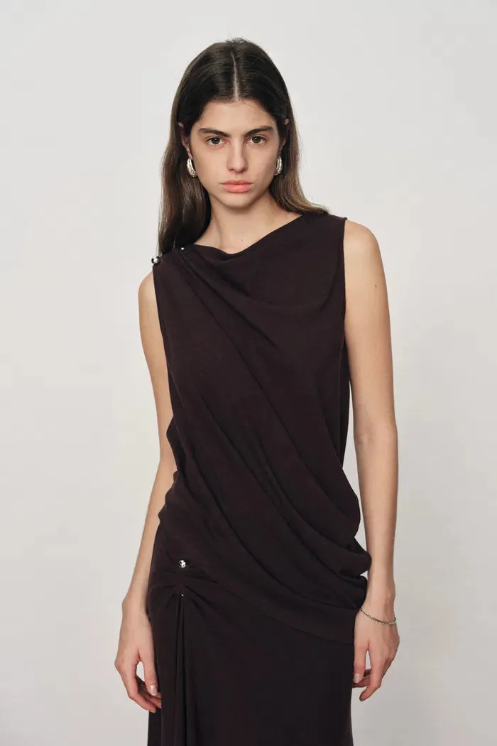Florence Asymmetric Draped Sleeveless Top and Maxi Skirt Set in Cotton Modal Knit sold by Fabrique product image thumbnail 2