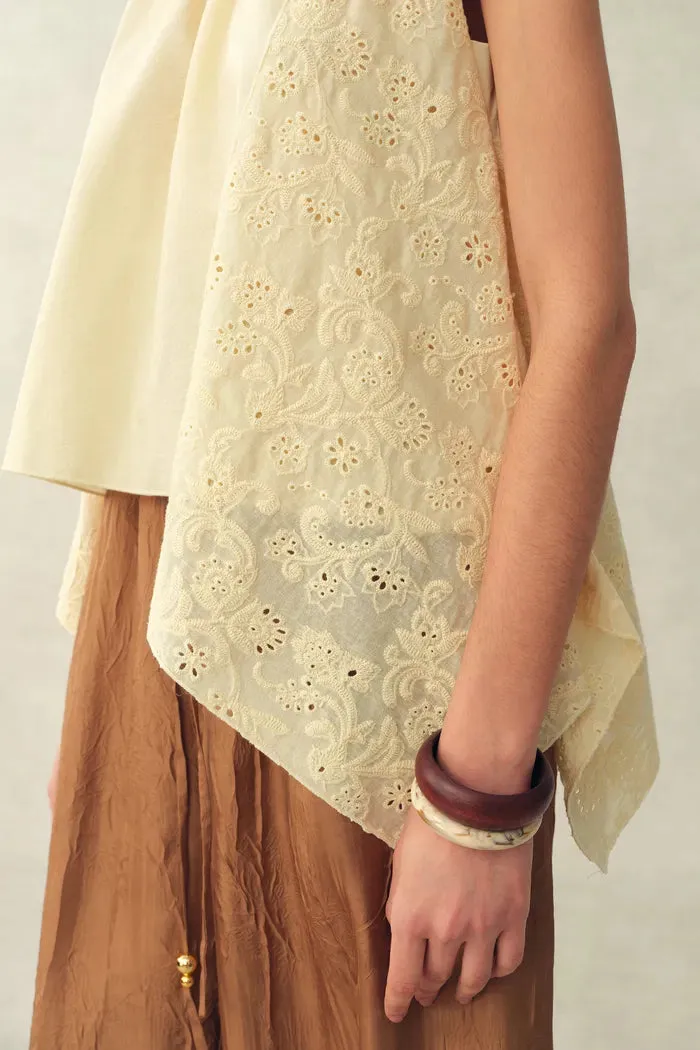 Hazel Lace Panel Halterneck Sleeveless Top in Silk Cotton Blend sold by Fabrique product image thumbnail 5