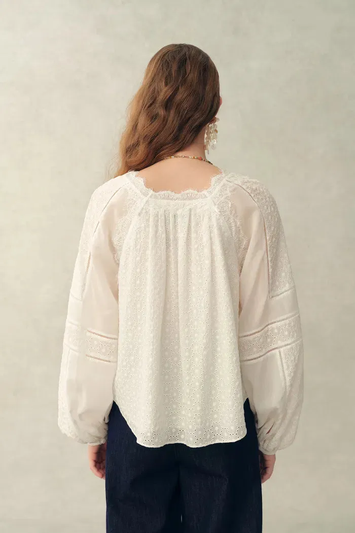 Amaya Puff-Sleeve Long Sleeve Top and Shorts Set in Lace sold by Fabrique product image thumbnail 5